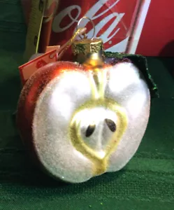 Vidrio de azúcar adorno navideño en rodajas medio rojo manzana fruta brillante - Imagen 1 de 6