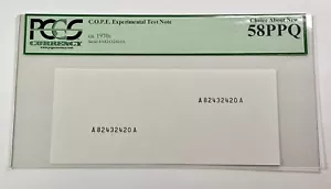 1970's C.O.P.E. Experimental Test Note - PCGS 58 PPQ Choice About New A82432420A - Picture 1 of 5