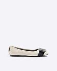 River Island Womens Beige Patent Flat Ballerina Shoes Size UK 2