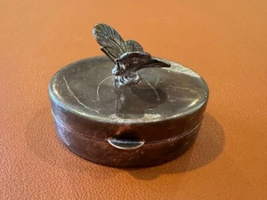 Vintage Italian Thistle & Bee Sterling Silver Trinket / Pill Box w/ Butterfly - Picture 1 of 14