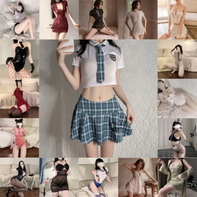 Women Sexy Lingerie Set Lace Dress Babydoll Cosplay Costume Halloween Uniform M - Image 1 of 4