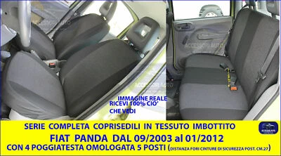 Coprisedili per  Panda 2003>2011 fodere auto su misura tessuto cotone set  - Immagine 1 di 4