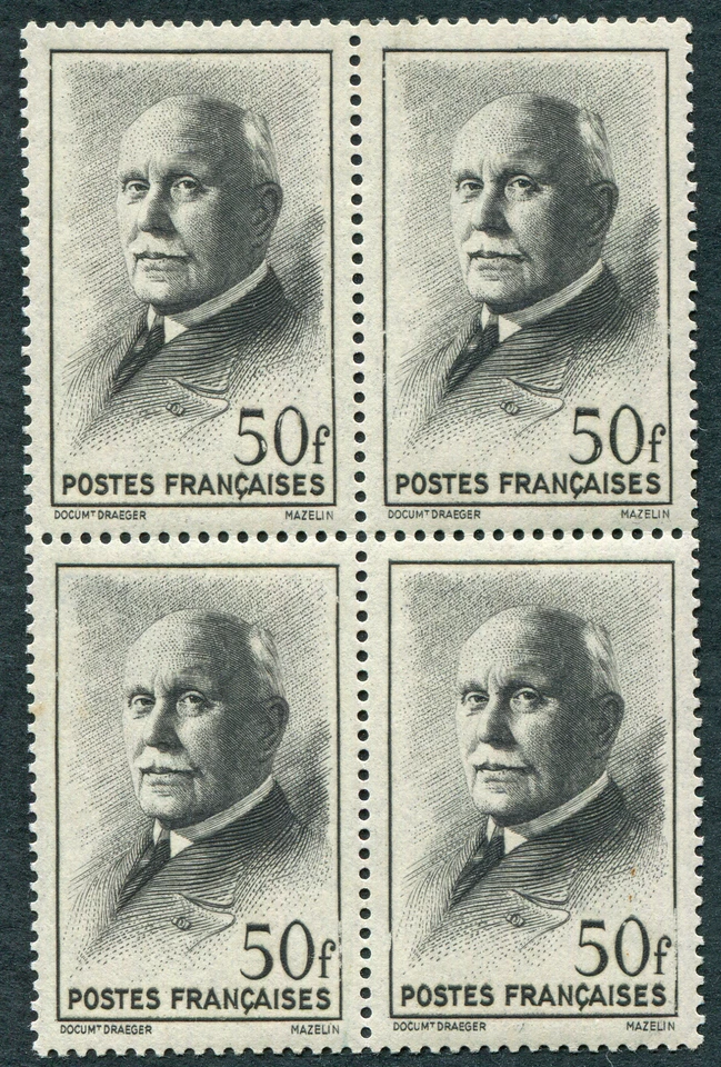 FRANCE 1942 50f black SG746 mint MNH FG Marshal Pétain BLOCK of 4 #B00 - Image 1 of 1