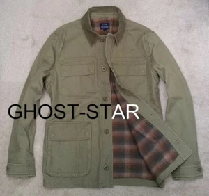 JCREW barn jacket flannel lined olive green blanket utility field hunting coat - Picture 1 of 9