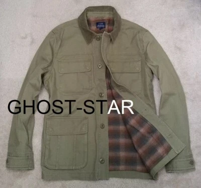 JCREW barn jacket flannel lined olive green blanket utility field hunting coat - Image 1 of 4