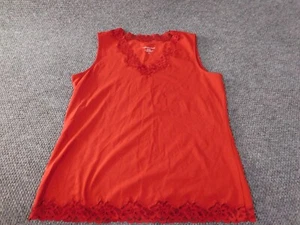 Coldwater Creek Womens Blouse Large red pullover stretch top tank - Picture 1 of 9