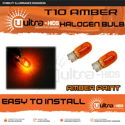 2x Amber Paint T10 501 194 W5W Sidelight Bulbs halogen bulb upgrade UK STOCK - Image 1 of 2