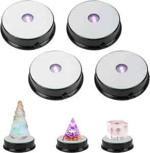 4pcs LED Light Display Base Stand 7 Color Lamp Holder Crystal Glass Art Figurinm - Picture 1 of 15