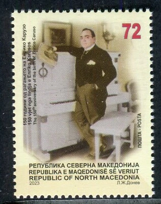 413 - NORTH MACEDONIA 2023 - Enrico Caruso - Italian Opera Singer - MNH - Image 1 of 2