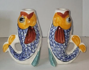 Desuir italienischer Topf ~ Fischkerzenhalter ~ Santo Stefano Camastra ~ Fische - Bild 1 von 15