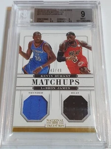 2012 National Treasures Kevin Durant LeBron James #PATCH /49 Dual Jersey - BGS 9 - Picture 1 of 5