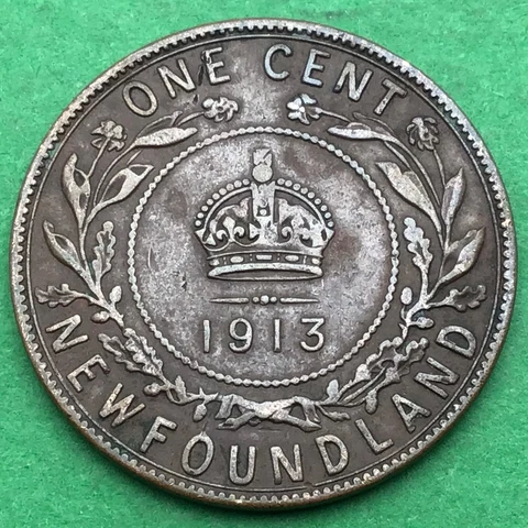 Lot G291  1913  NEWFOUNDLAND CANADA LARGE ONE 1 CENT GEORGE V PENNY COIN Cover