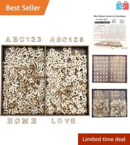 Premium Wooden Alphabet & Numbers Set with Rustic Storage - Perfect for Crafts - Picture 1 of 10