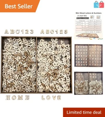Premium Wooden Alphabet & Numbers Set with Rustic Storage - Perfect for Crafts - Image 1 of 4
