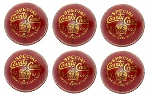 Cricket Ball County Crown Red HIGH Quality 4 Piece Hand Stitched Pack Of SIX+ FS - Picture 1 of 6