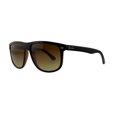 Óculos de sol Ray-Ban RB4147 Boyfriend preto sobre marrom 60mm 15mm 145mm 6095/85 - Imagem 1 de 4