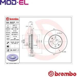 2x BRAKE DISC 09.D227.11 FOR HYUNDAI i20/II/Hatchback/Van/ACTIVE ACCENT KIA - Picture 1 of 9