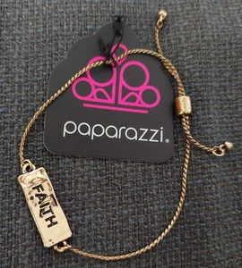Paparazzi "Confession of Faith" - Gold Bracelet Slide Adjustable - Picture 1 of 6