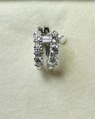 925 Sterling Silver VVS1 Clear Moissanite Hoop Earrings Certified 2 - Image 1 of 4