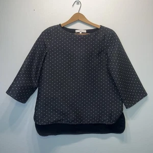 Ann Mashburn Polka Dot Size XS Black Woven Long Sleeve Wool Blend Classic USA - Picture 1 of 6