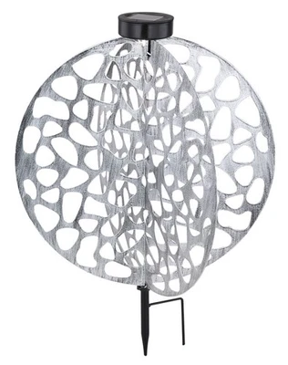 GLOBO Solarleuchte Metall silberfarben, LED - Außenleuchte mit warmweißem Licht, - Bild 1 von 4