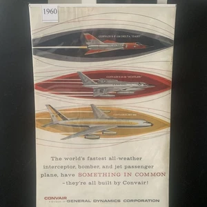Vintage 1960 Convair All Weather Interceptor Bomber Passenger Ad Advertisement - Picture 1 of 2