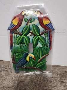 Vintage Novelty Light Switch Cover Plate Parrots Beach House Condo Bungalow - Picture 1 of 7