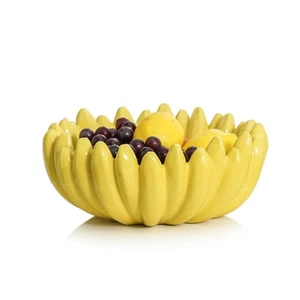 Large Fruit Bowl for Kitchen Countertop - 10 Inch Banana-Shaped Ceramic Fruit... - Picture 1 of 9