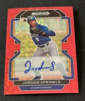 Jordan Sprinkle 2022 Panini Draft Picks Red Prizm Auto #12/99 #PDP131 Auto - Image 1 of 3