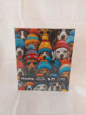 1000 Pieces Funny Dog Puzzle Cute Dog Fashion Hats Colorful Home Decor SEALED - Image 1 of 4