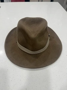 Dorfman Pacific Men's Outback Hat Lined Cotton Chin Strap Large 100% Wool Brown - Picture 1 of 12