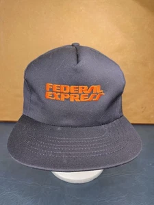 Vintage Federal Express FedEx orange gesticktes Logo hergestellt in den USA Druckknopflasche Mütze - Bild 1 von 9