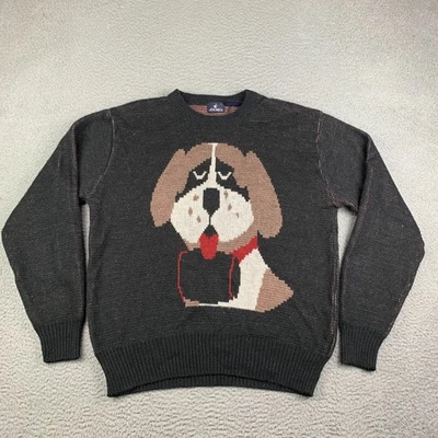 Vintage 80s Dog Sweater Jockey Men's L St. Bernard Acrylic Wool Blend - Image 1 of 4