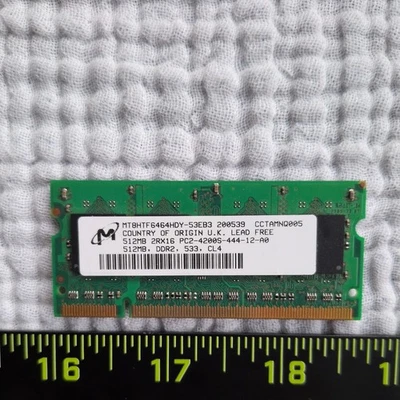 Micron PC2-4200 512 MB SO-DIMM 533 MHz DDR2 Laptop Memory (MT8HTF6464HDY-53EB3)  - Image 1 of 2