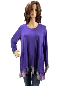 Damen Logo By Lori Goldstein Langarm Lila Oberteil Tunika Größe L - Bild 1 von 13