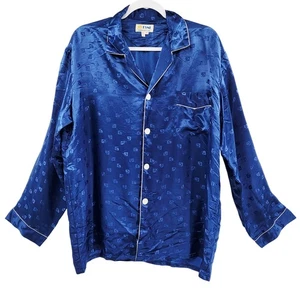 Vintage ESME Royal Blue 100% Pure Silk Asian Pajama Sleepwear Top Women's Sz 48 - Picture 1 of 6