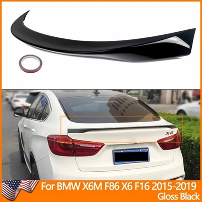 For 2015-2018 BMW F16 X6 F86 X6M Gloss Black Rear Spoiler Wing Lip M Performance Foto 1 de 4