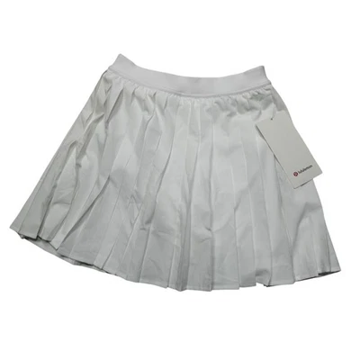 Falda Lululemon Mujer 4 Blanca Tiro Alto Plisada Tenis Falda Larga Atlética Foto 1 de 4