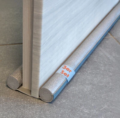Zugluft Stopper 95 cm zuschneidbar - 3er Set - Tür Boden Kälte Doppel Dichtung - Bild 1 von 4