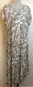 Chico's 2 Travelers Asymmetrical Dress Women's L Slinky Stretch V-Neck Tropical - Picture 1 of 11