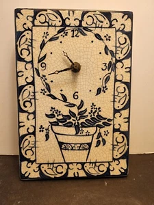 Denham Pottery Blue Bunny Pattern Wall Clock - Picture 1 of 4