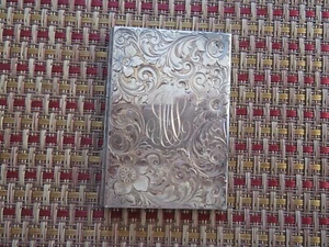 Theodore Foster & Bro. Sterling Silver Card Case Monogrammed - Picture 1 of 4