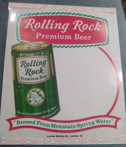 Rara birra Rolling Rock Premium 1983 mai usata insegna vedi attraverso 12" x 10" - Foto 1 di 9