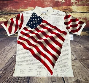 American Summer Polo Golf Shirt Mens Large Patriot USA Flag Patriotic NWT NEW - Picture 1 of 10
