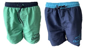 Herren Badeshort mit Aufdruck Grün und Navy Gr. M - Picture 1 of 5