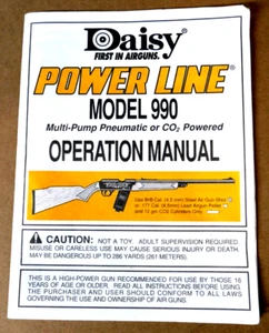 Vintage Daisy Powerline Model 990 BB Pellet Gun Instruction Owners Manual Book - Picture 1 of 5