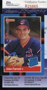 John Farrell 1988 Donruss Rookies Jsa Coa Hand Signed Authentic Autographed