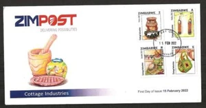 ZIMBABWE 2022 COTTAGE INDUSTRIES SET OF 4 FINE USED ON FDC - Picture 1 of 1