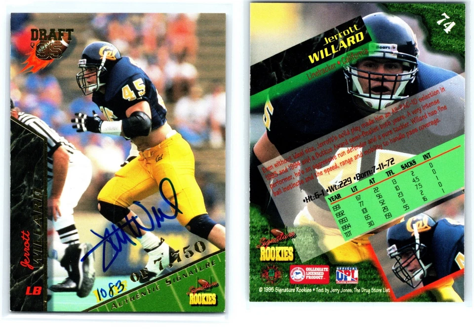 Jerrott Willard Autograph, Kansas City Chief, Signature Rookies #74 (1995) - Image 1 of 1