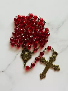 Vintage Bronze Austrian Crystal Glass Beads Holy Rosary For Catholic prayers - Picture 1 of 7